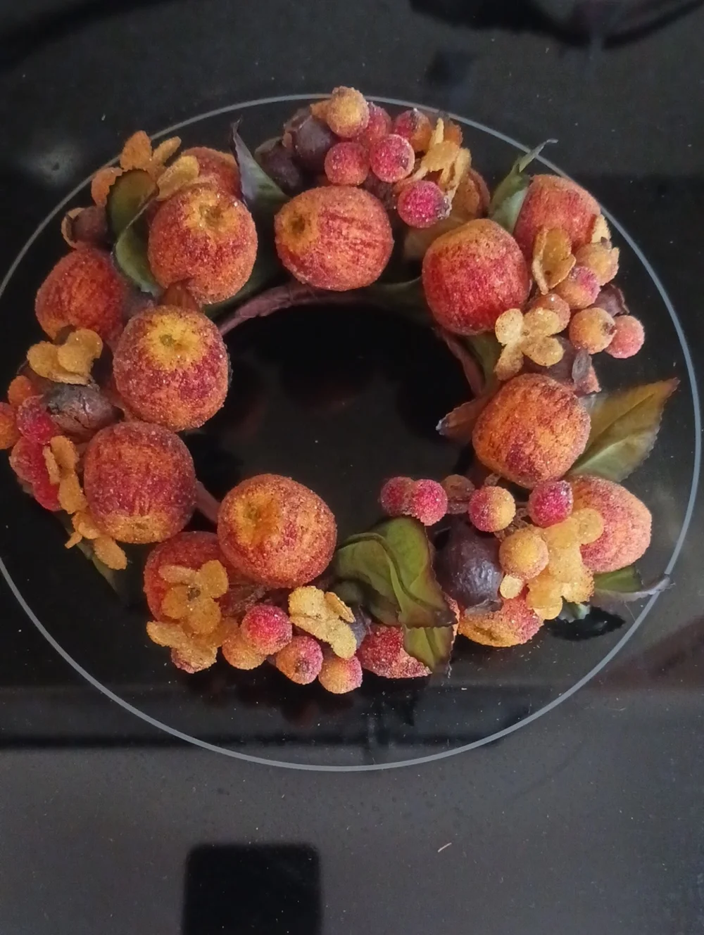 Autumn Harvest Fruit  Decorative Mini Wreath - Orange 🍊🥭🌿🍊🌿🥭
